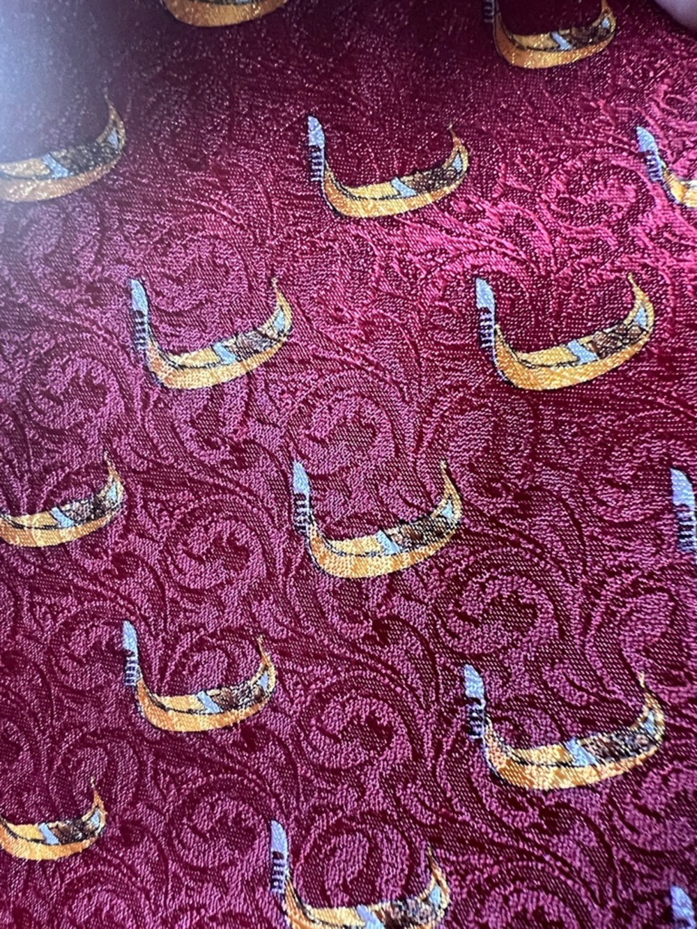 Venezia By Italy Lavoraxione Antigianale Mens Neck Tie Gondola Boat 4" x 59" L